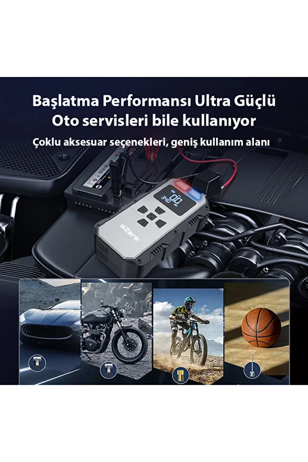 4 in 1 Lastik Sisirme Pompası, Powerbank Ve Starter Akü Takviye cihazı